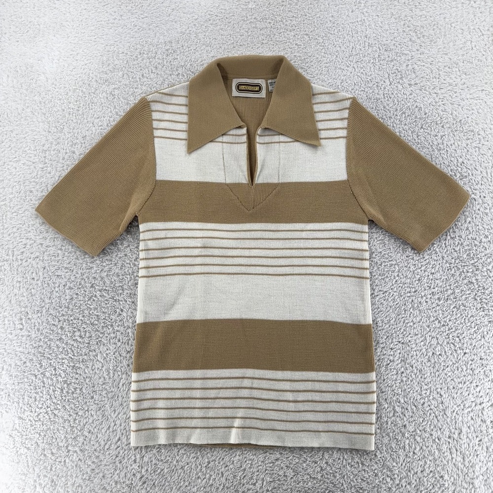 Vintage 70s Bamberger's Knit Polo S/S Sweater Shirt Mens XXS Striped 70s 80s‎